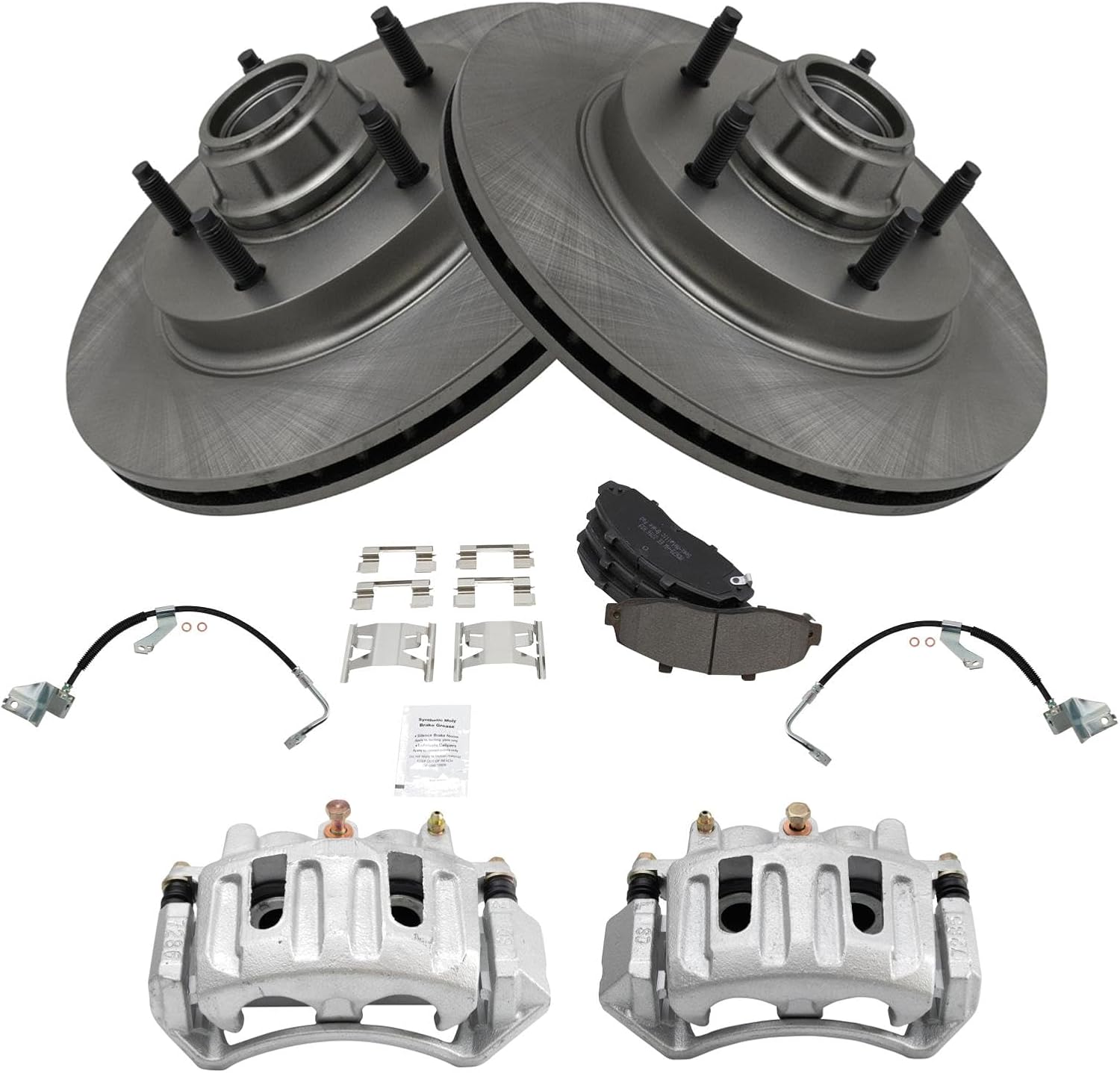 TRQ Front Brake Pad & Rotor Kit Semi-Metallic Compatible with 1997-1998 Ford F-150