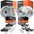 A-Premium Front and Rear Drilled and Slotted Disc Brake Rotors + Ceramic Pads Kit Compatible with Select Ford and Lincoln Models - For F-150 2004-2008, Mark LT 2006-2008, 12-PC Set