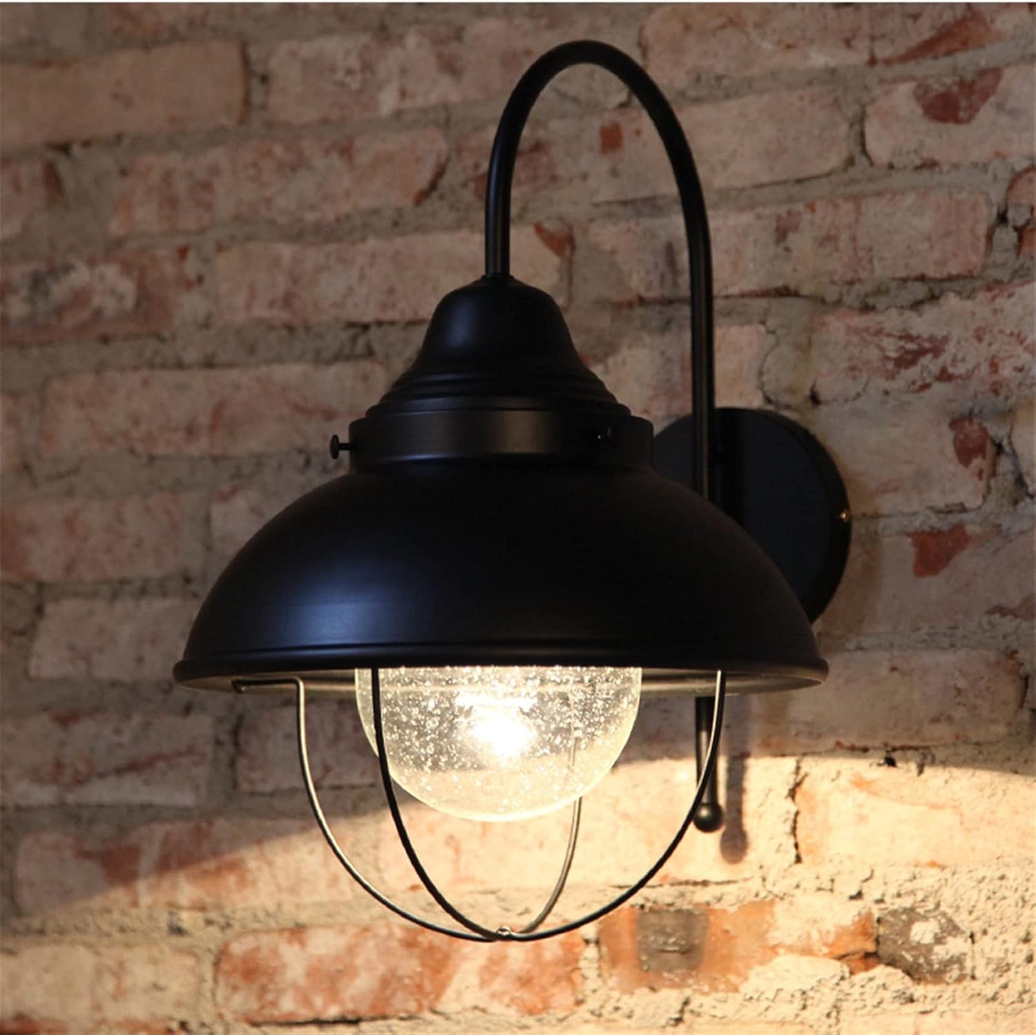 Wall Lights , Modern Wall Sconce, European Wall Light Black Retro Loft Glass Shade Wall Light Fixture V-intage Industrial Wrought Iron Wall Lamp Corridor Garage E-dison E27 Wall Sconce Barn Lighting