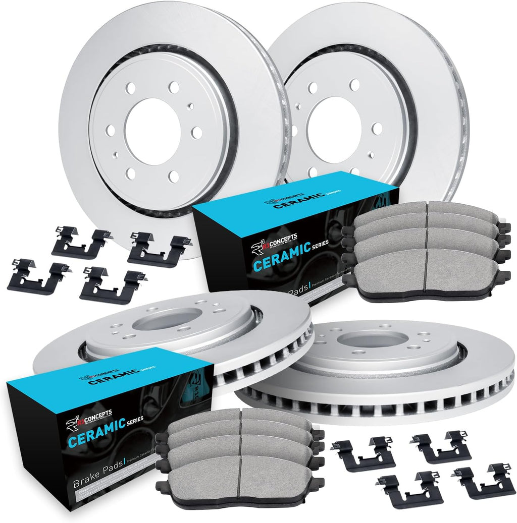 R1 Concepts Front and Rear Brake Kit Fits 2015-2020 Chevrolet Colorado; 2016-2018 Chevrolet Colorado USA; 2015-2020 GMC Canyon| Ceramic Pads, Blank Rotors| Hardware| 12.2' Front & 12.8' Rear
