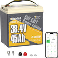 Power Queen 36V 45Ah Golf Cart Lithium Battery,GC2 Size LiFePO4 Battery with Bluetooth & Low-Temp Protection, 90A Smart BMS,Support Up to 2kW Motor,Max 3.45kW Output Power for Golf Carts