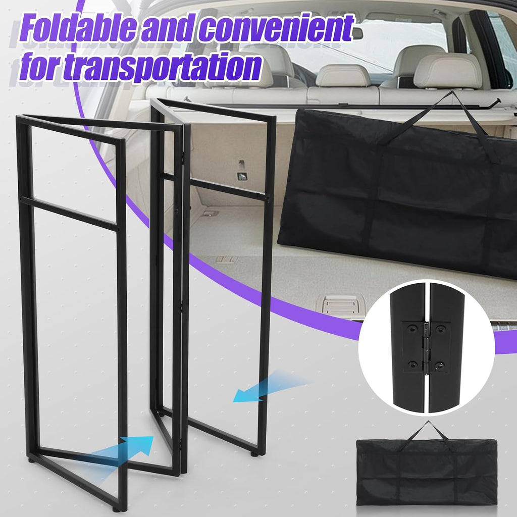 BAVNNRO DJ Booth Stand Portable, 44'x41'x21' DJ Facade Table Station with Black & White Scrim & Carry Bag, Metal Foldable Frame DJ Stand for Weddings, Parties & Events