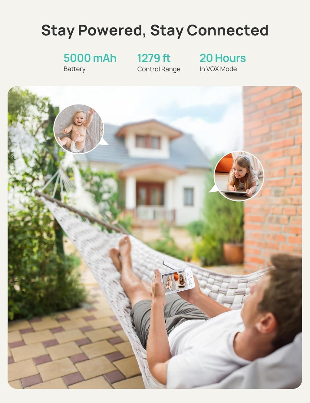 Dr.Care VistaView 5' Smart WiFi Baby Monitor with 2 Camaras - 2K Camera App Control & 1080P Split Screen, Cry & Motion Detection, Pan-Tilt-Zoom, HD Night Vision, Video Recording, Triple Security