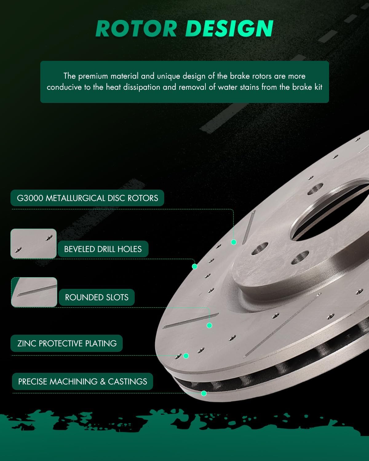 SCITOO Brake Kit For Chrysler For Town & Country 2012-2016,For Dodge Grand Caravan/For Journey 2012-2020 Front Rear Drilled & Slotted Disc Brake Rotor Semi Metallic Brake Pad 53068;53069;D1589;D1596