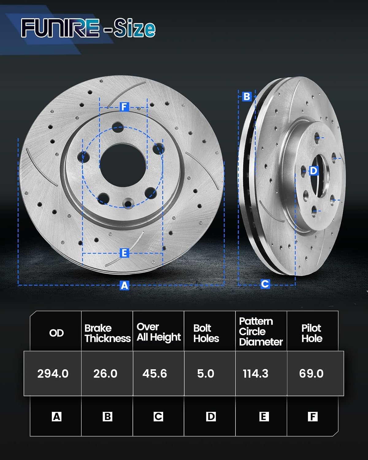 Front Brake Kit, Brake Rotors and Brake Pads Compatible with 2007-2017 Jeep Patriot/Compass, 2011-2023 Mits- Outlander Sport|Automotive Replacement Brake Kit|294mm(11.6in)|Front Rotors