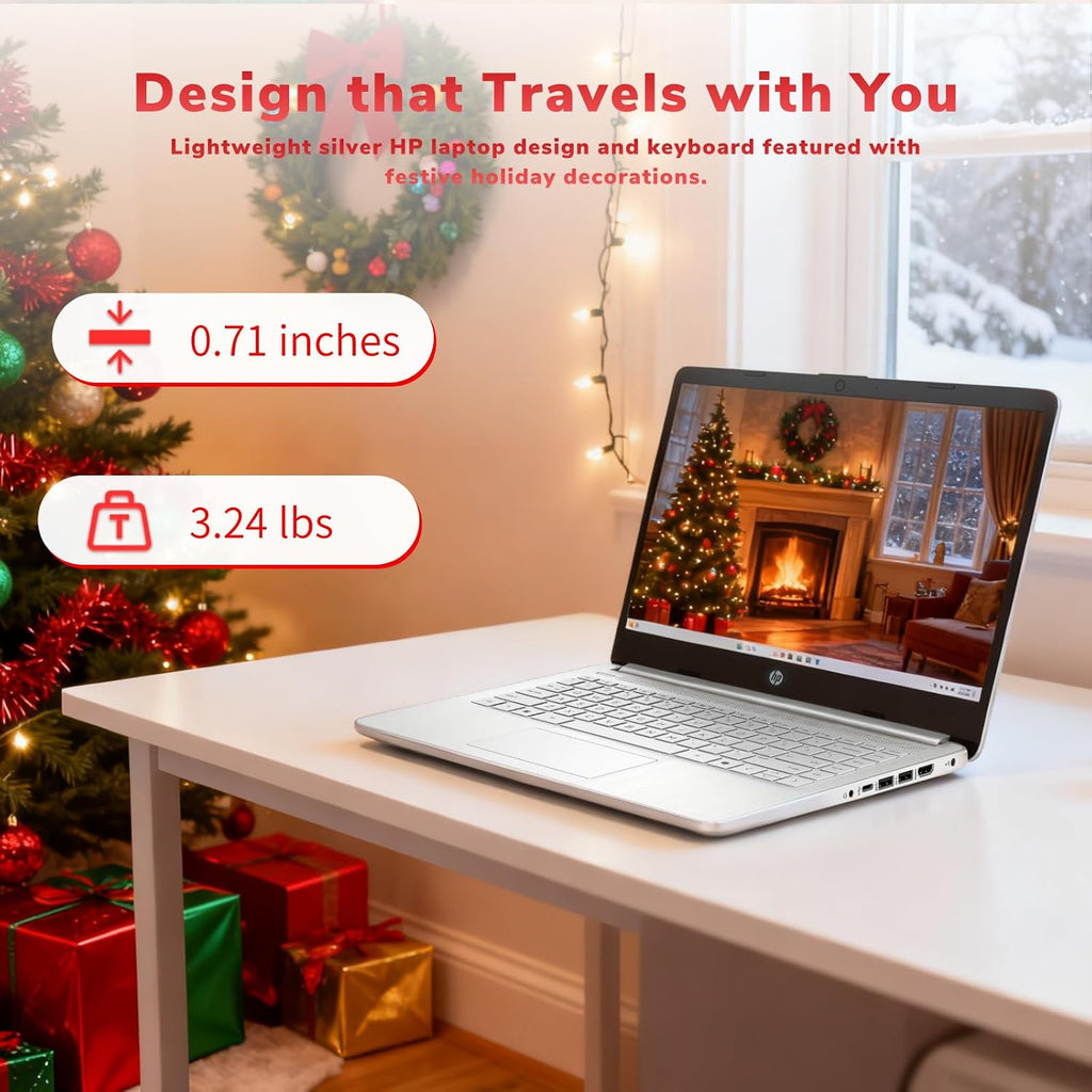 HP 14' Laptop 2025 Business Student Slim Computer, 1-Y Office 365, Copilot AI, Quad-Core Intel CPU, 16 GB RAM, 128GB UFS & 128GB SD Card, Wi-Fi 6, Windows 11 Pro, JQ2XzAccessory, Green