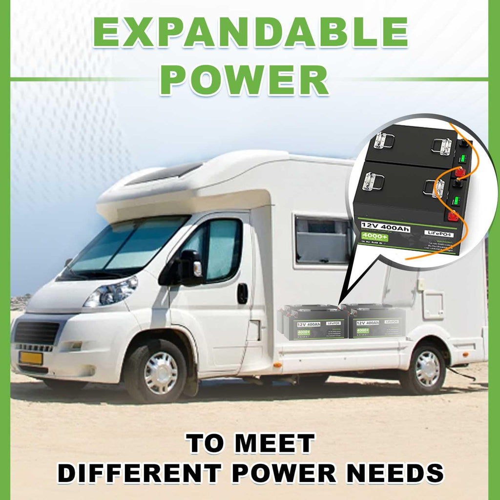 12V 400Ah Lithium Battery, Built-in 250A BMS Metal Case, 5120Wh Energy for RV, Solar, Home Energy Storage, Off-Grid Applications