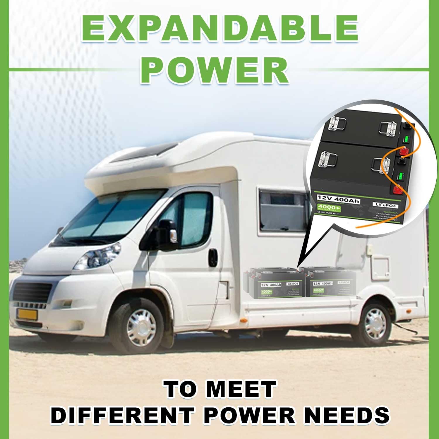 12V 400Ah Lithium Battery, Built-in 250A BMS Metal Case, 5120Wh Energy for RV, Solar, Home Energy Storage, Off-Grid Applications