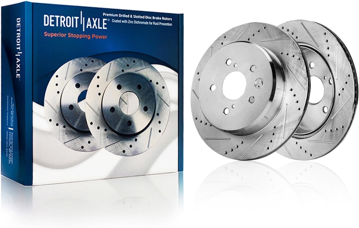 Detroit Axle - 8pc Brake Kit for Lexus GS350 IS350 IS200t RC350 GS200t GS450h IS300 RC200t RC300, 13.15' inch Front and 12.20' inch Rear Drilled and Slotted Disc Brakes Rotors Ceramic Brake Pads