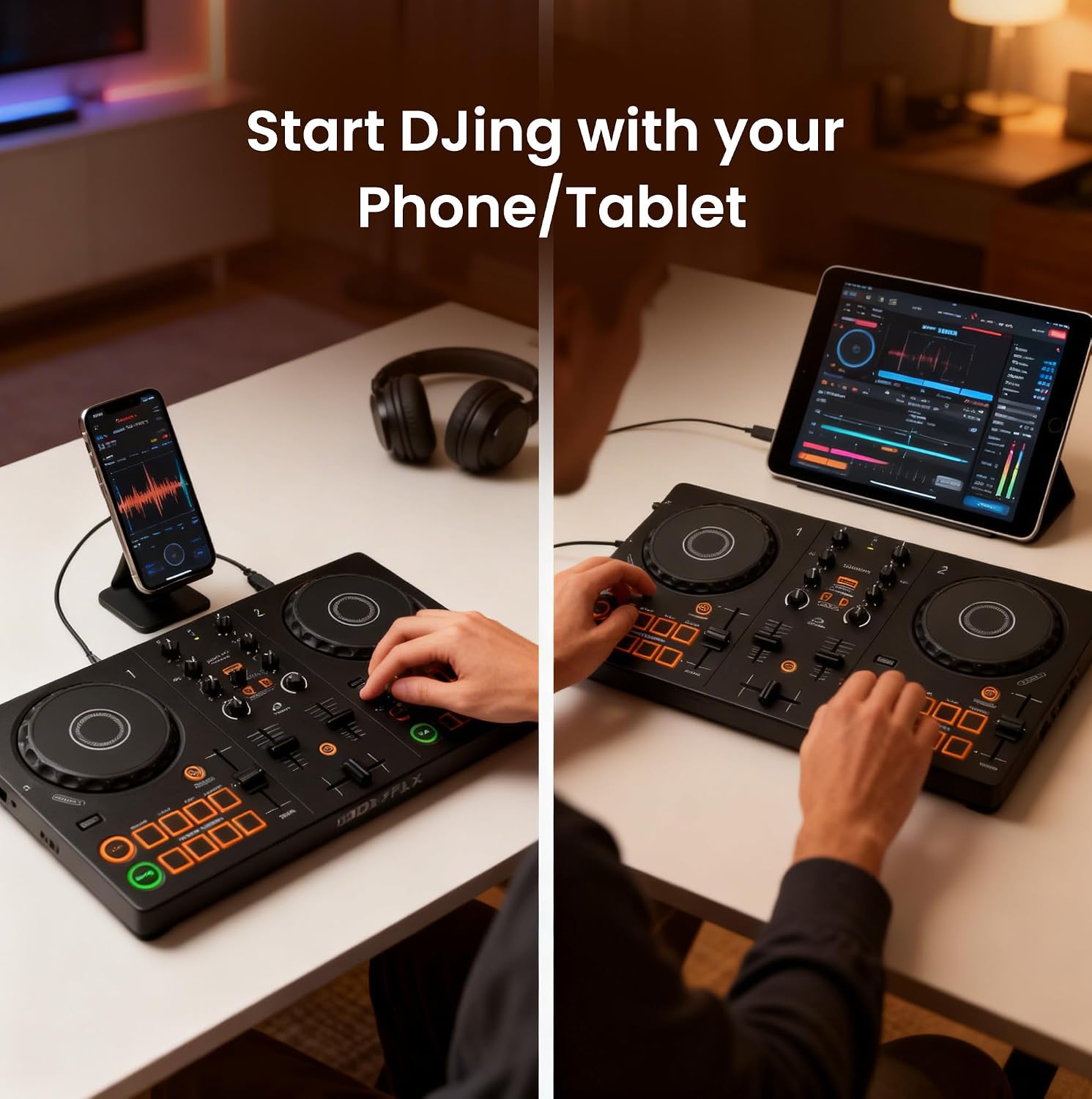 Pioneer DJ AlphaTheta DDJ-FLX2 Compact 2-Channel DJ Controller Bundle with Carrying Case, Instrument Cable, and Austin Bazaar Polishing Cloth