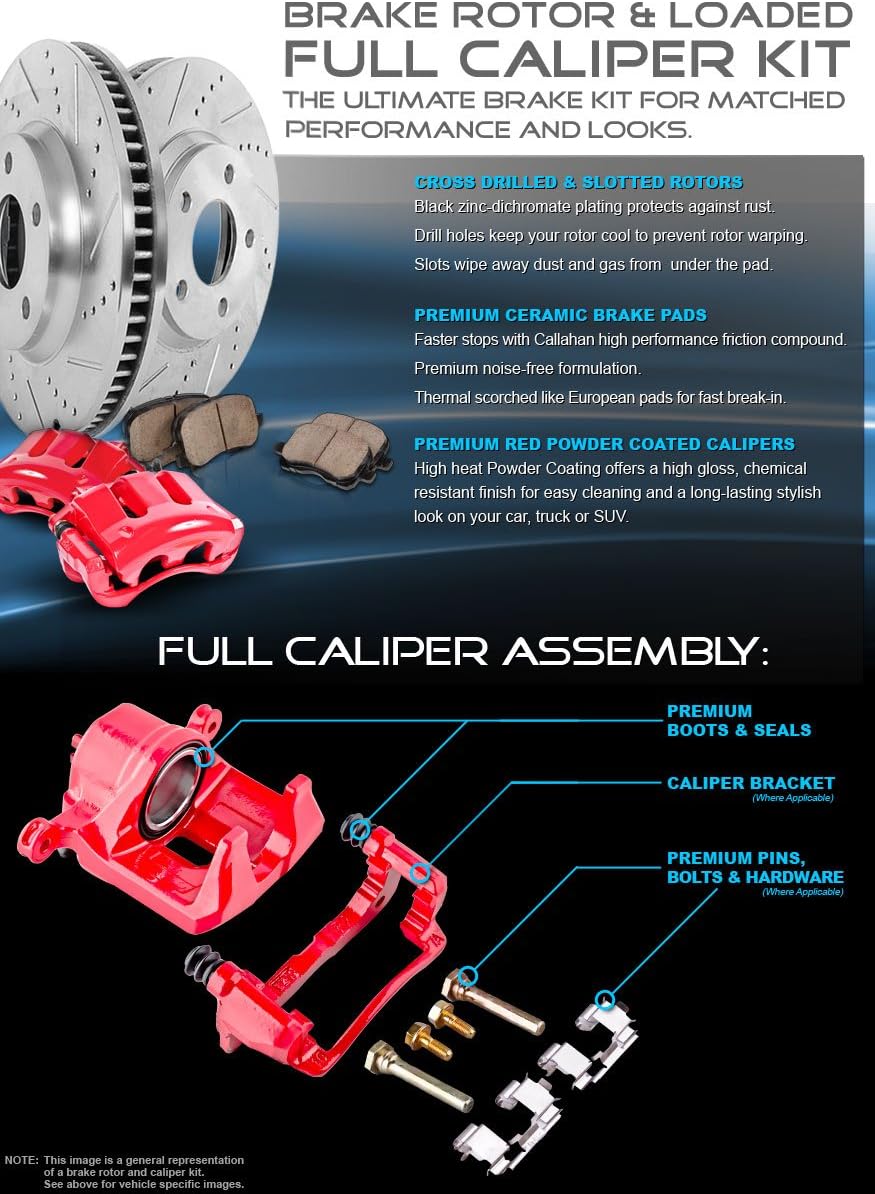 Callahan Brake Parts Front Brake Kit For Cadillac Escalade 2002-06 |Escalade ESV 2003-06 |Escalade EXT 2002-06 |Chevrolet Astro 2003-05 - Disc Rotors with Semi Metallic Brake Pads, EBYK001262