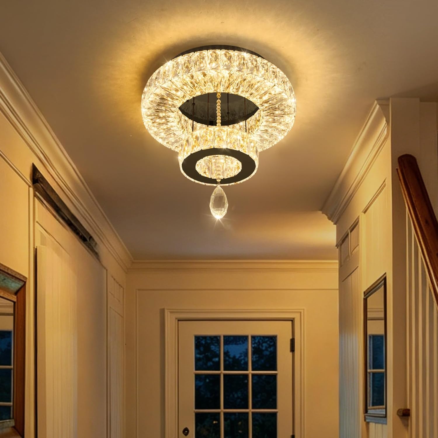 Modern Chandelier Bedroom Light Indoor LED Dimmable Lights Ceiling Chandeliers for Dining Room Kitchen Entryway Black 20W LEDs Fixtures 1600 Lumens