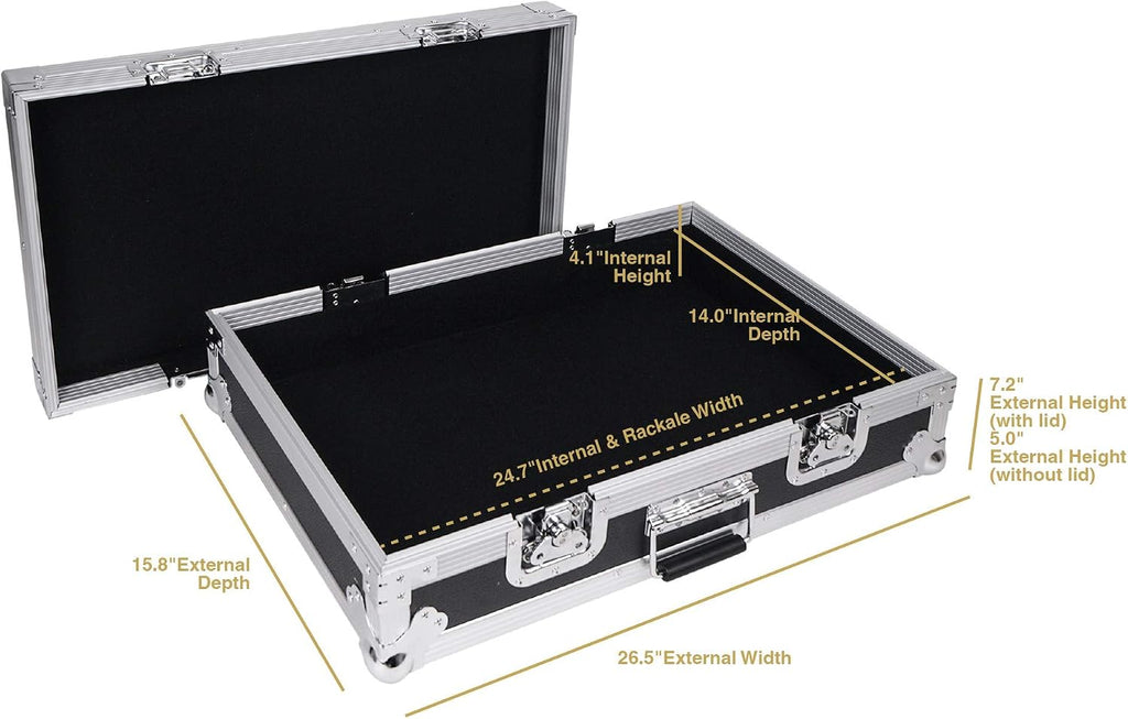 Sound Town Heay-Duty Plywood Gutiar Pedal board ATA Road Case with Pedal Mounting Tape Fastener, Interior: 24.7' x 14' (STRC-PD1)