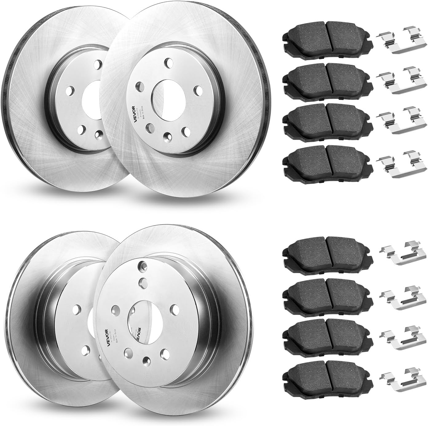 VEVOR Front and Rear Brake Kit Compatible with 2010-2017 Chevrolet Equinox, 2010-2017 GMC Terrain, Hollow Brake Rotors Ceramic Brake Pads Replacement Kit, 12.7 in Front Rotors, 12 in Rear Rotors
