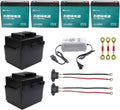 4pcs 12V 20Ah Battery 6-DMF-20 Maintenance Free Sealed AGM Motorcycle Battery with 48V Charging Port, Connect Cables, Storange Box for Electric Go Kart ATV UTV Quad Golf Cart Lawn Mower Snowmobile