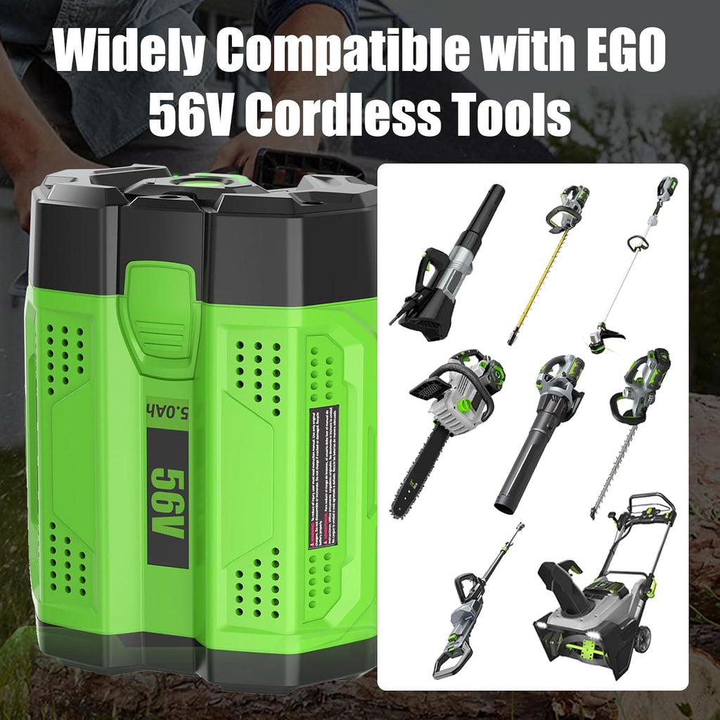 2Pack 5000mAh 56V Replacement Battery for EGO 56V Battery Lithium ion Compatible with EGO Battery 56Volt Cordless Tools (Green)