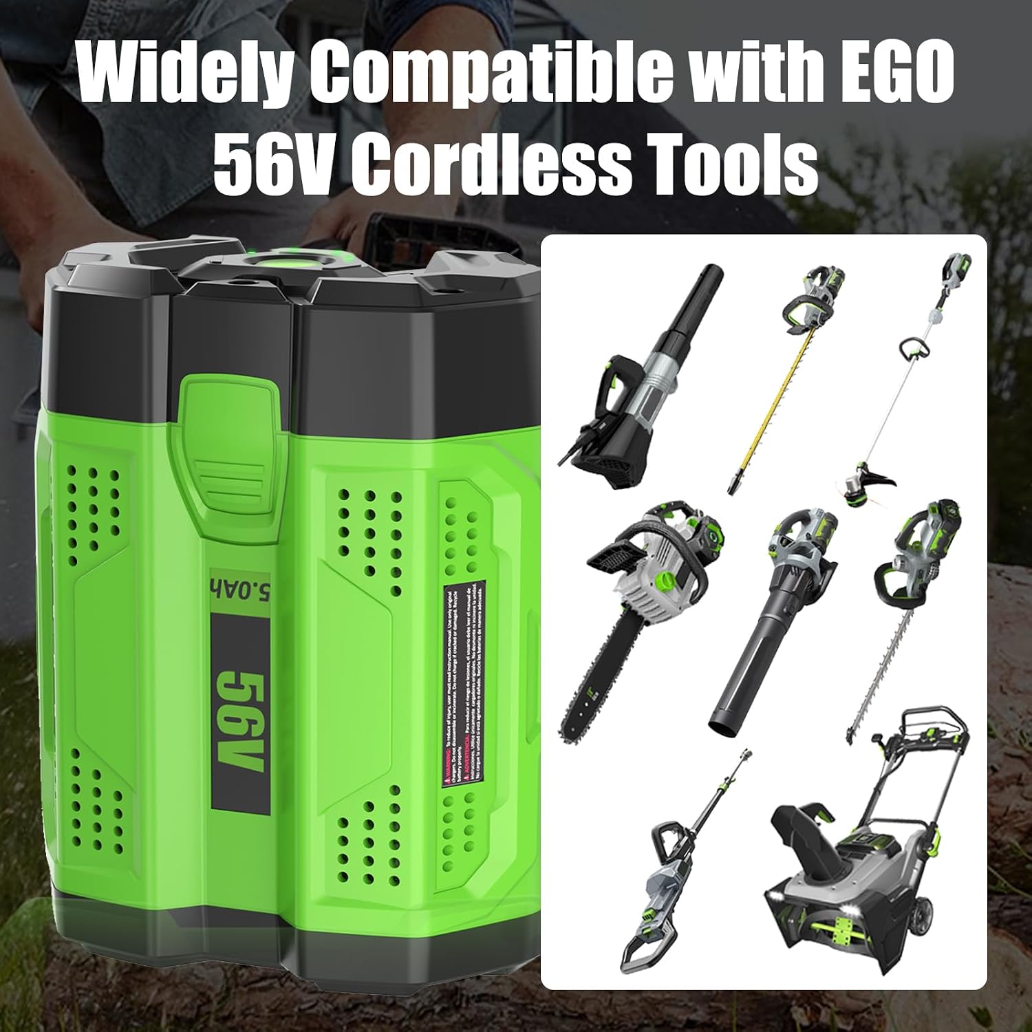 2Pack 5000mAh 56V Replacement Battery for EGO 56V Battery Lithium ion Compatible with EGO Battery 56Volt Cordless Tools (Green)