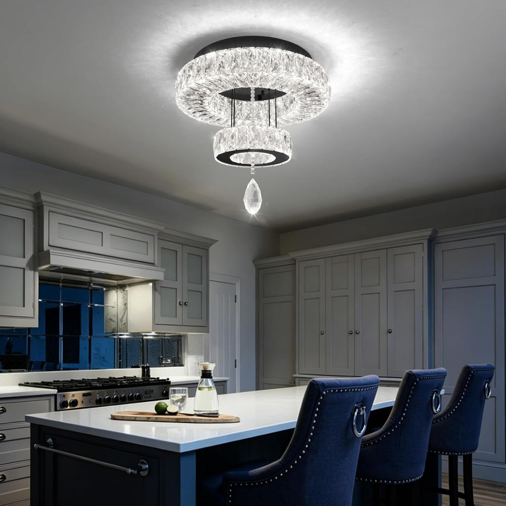 Modern Chandelier Bedroom Light Indoor LED Dimmable Lights Ceiling Chandeliers for Dining Room Kitchen Entryway Black 20W LEDs Fixtures 1600 Lumens