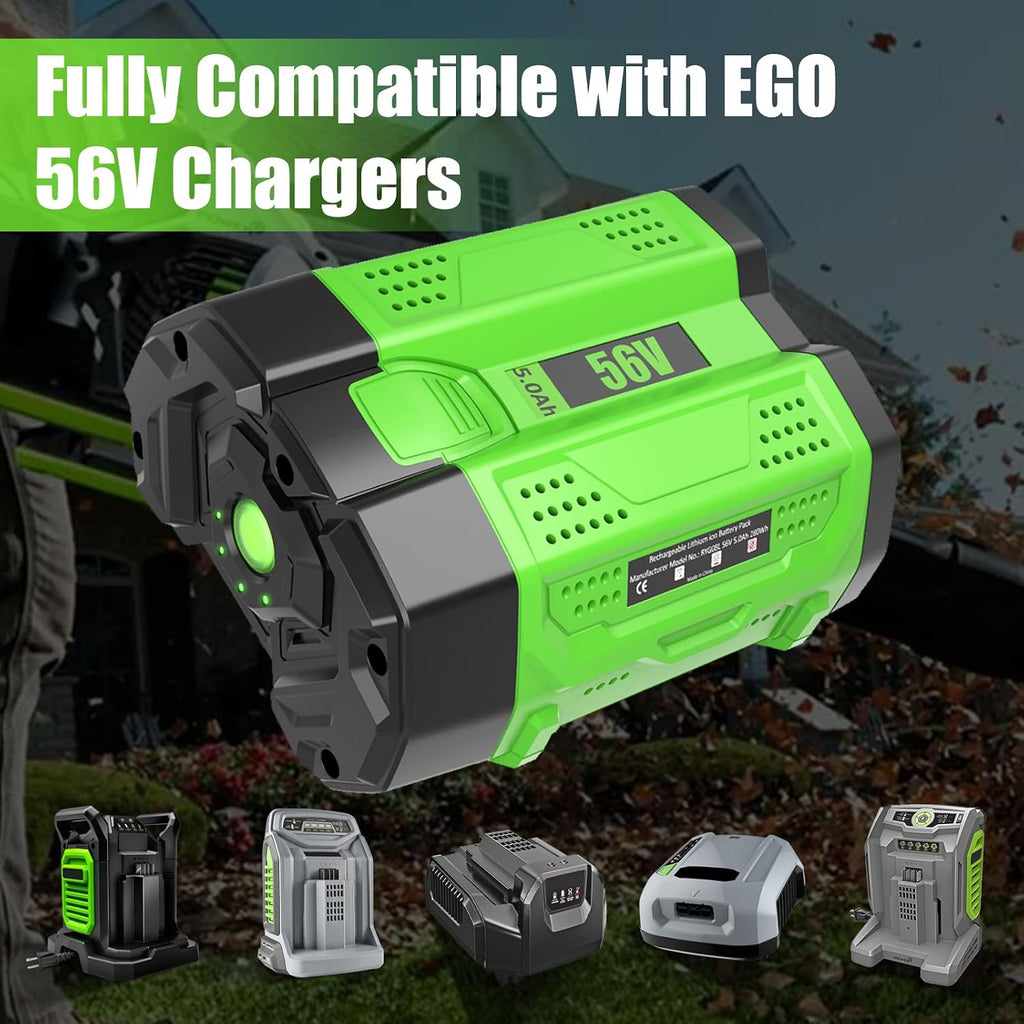2Pack 5000mAh 56V Replacement Battery for EGO 56V Battery Lithium ion Compatible with EGO Battery 56Volt Cordless Tools (Green)