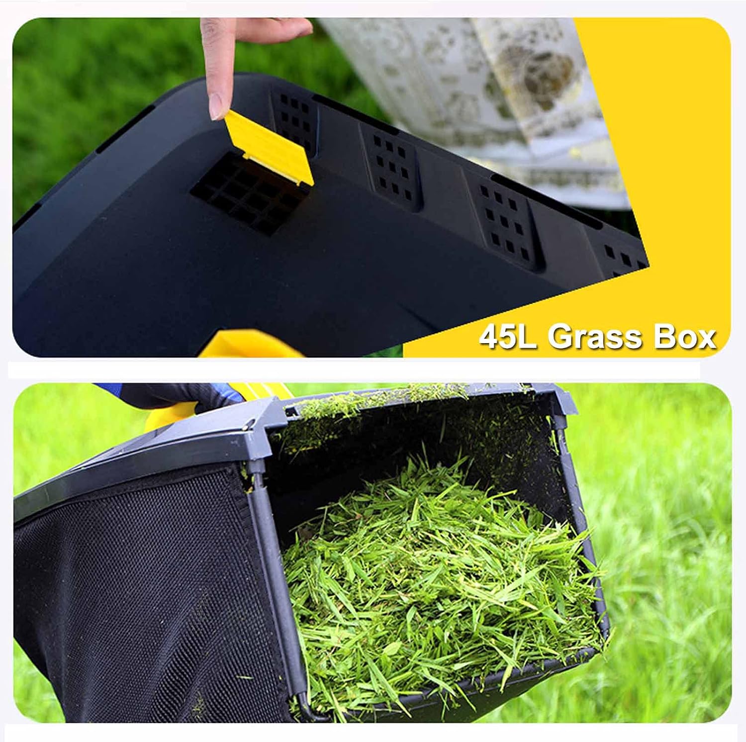 Electric Rotary Lawn Mower, 40cm Cutting Width, 40V Cordless Lawnmower with Battery and Charger, 45L Grass Box, Folding Push Lawn Trimmer