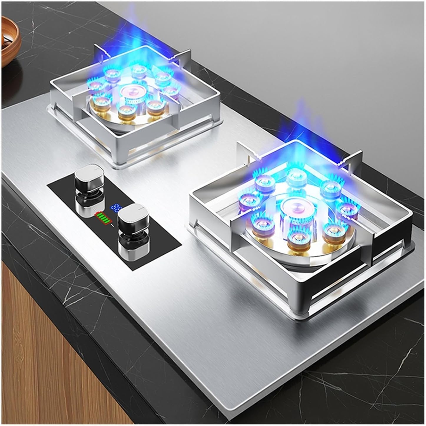 Gas Cooktop,17060 BTU Stainless Steel Gas Stove,Home Tabletop/Built-in Two Burners,Easy to Clean,Flameout Protection(LPG)(NG) (Size : NG)