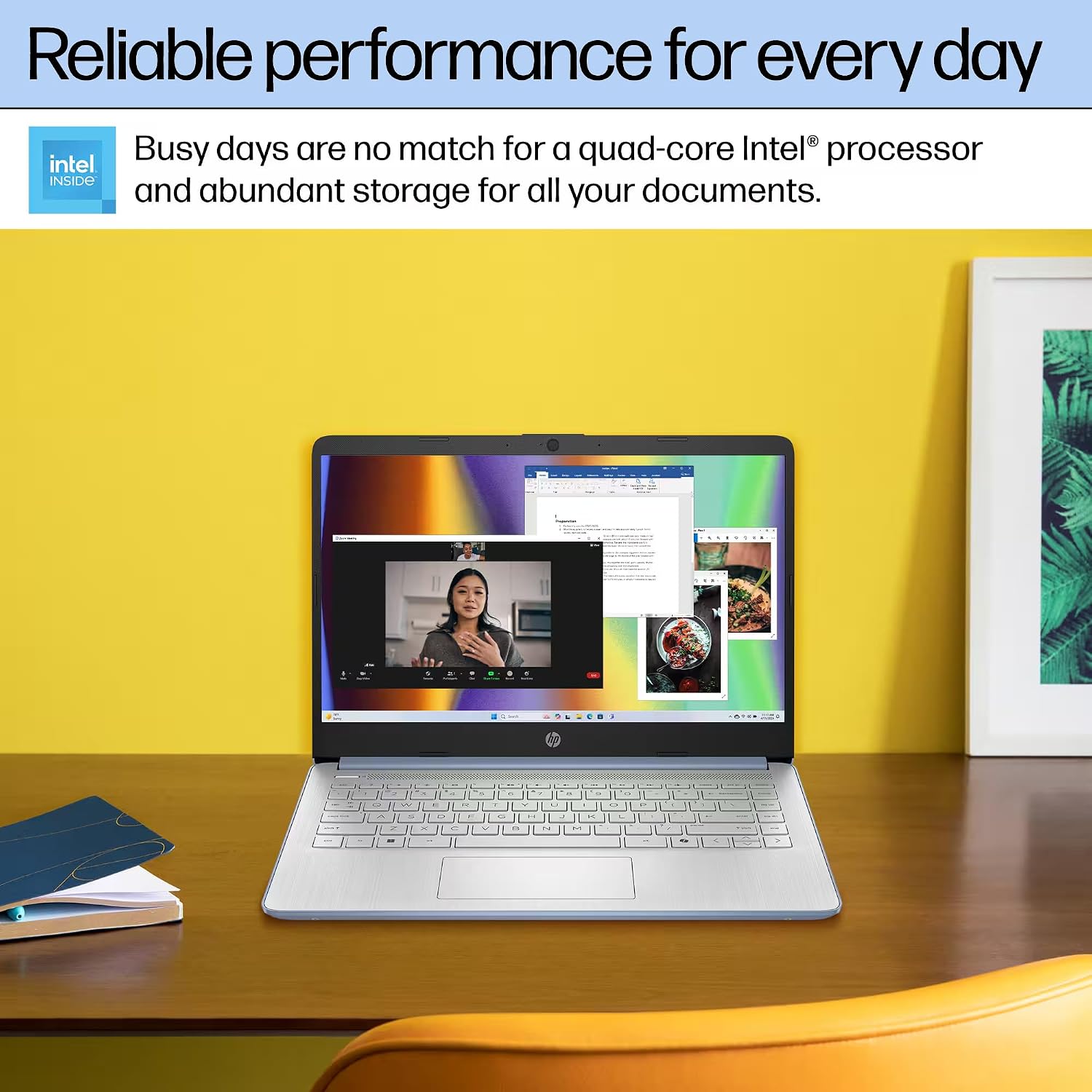 HP 14' Flagship Laptop 2025 AI-Powered Computer, Office Lifetime, Student Business, 4-Core Intel CPU, 16GB RAM 628GB Storage (128GB UFS+ 500GB Ext), Long Battery HubxcelAccessory Win 11 Pro Sky Blue