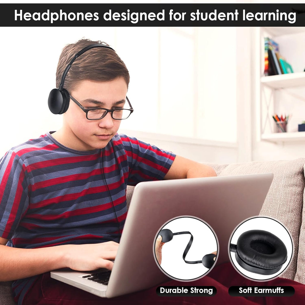 Headphones Bulk 100 Pack for School Classroom School Student Boys Girls Teens and Adult,Computer Earphones Class Set of Headphones for Students Online Lesson and Testing (Black)