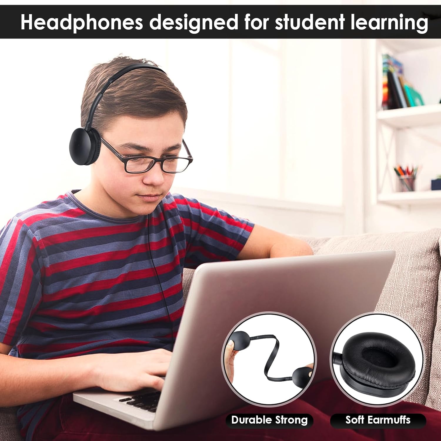 Headphones Bulk 100 Pack for School Classroom School Student Boys Girls Teens and Adult,Computer Earphones Class Set of Headphones for Students Online Lesson and Testing (Black)