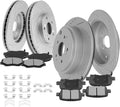 SCITOO Brake Kits (4) Front and Rear Drilled and Slotted Brake Rotors (8) Ceramic Pads for 2003-2008 for Honda Pilot Replacement 11.81' inch Front and 12.32' inch Rear Rotor