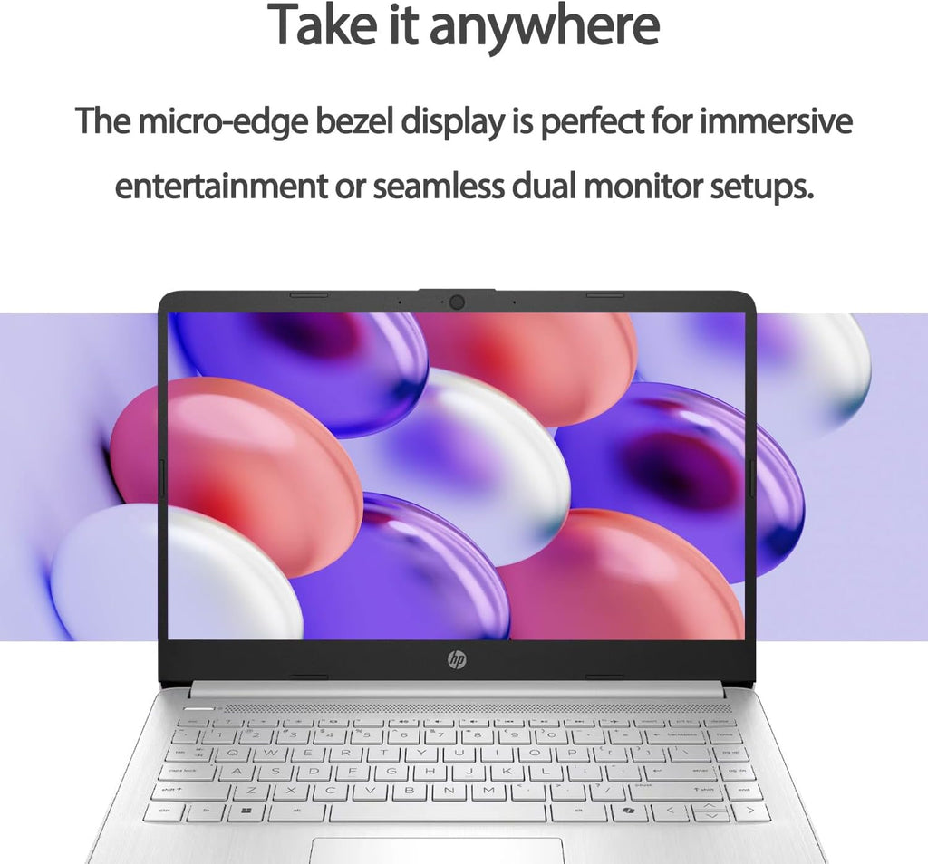 HP dq6012dx 14' Laptop, Intel N150 Processor (Up to 3.6GHz), 4GB RAM, 128GB eMMC Storage, 14-inch Micro-edge Display, Wi-Fi 6, Webcam, HDMI, Windows 11 Home in S Mode, Blue, Bundle PCO Cooler (Silver)