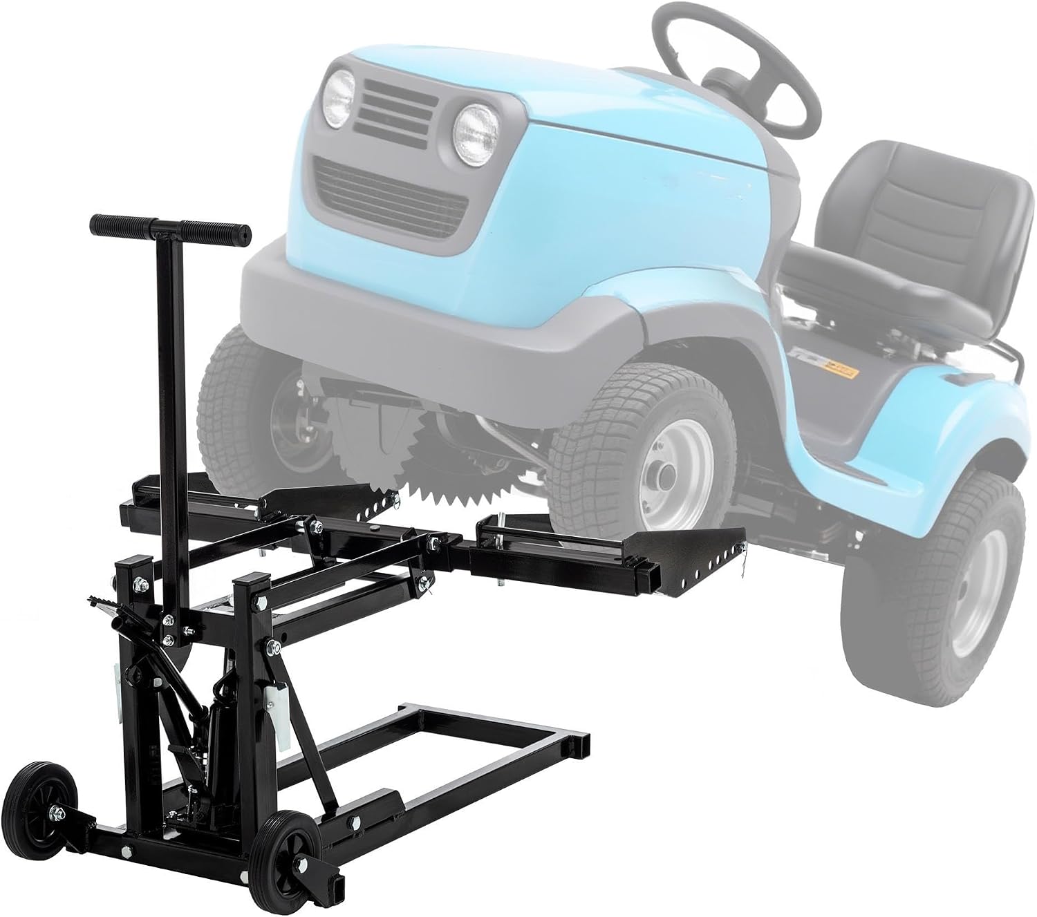 Heavy Duty Lawn Mower Lifts for Riding Tractors, Lawn Mower Jack Lift Zero Turn with Adjustable Hight Lock, Lawn Tractor Lifts & Zero Turn Lift with Wheels/Handle, Foot-Operated, 550 LBS Capacity