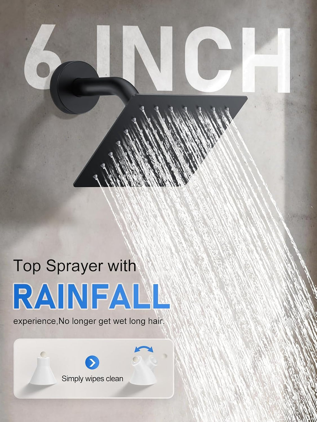 Woindo Shower Faucet Set, 10' Ceiling Mount Rainfall Shower System with 2 Rain Shower Head and Multi-function Handheld Head Push Button Diverter Shower Faucet Trim Kit