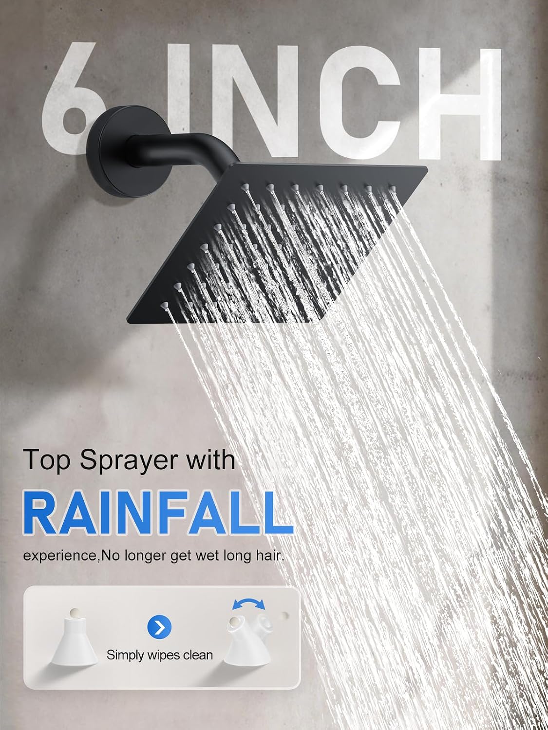Woindo Shower Faucet Set, 10' Ceiling Mount Rainfall Shower System with 2 Rain Shower Head and Multi-function Handheld Head Push Button Diverter Shower Faucet Trim Kit