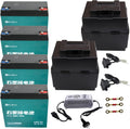 12V 20Ah AGM Sealed Lead Acid Batteries with 48V 2.5A Charging & Storage Box – Universal Powersports Battery Kit for ATV UTV Dirt Bike Go-Kart Golf Cart Tricycle Mini Bike Lawn Mower (4 Pack)