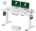 FLEXISPOT EN2 Whole-Piece Standing Desk with Clamp Power Strip, 55 x 28 Electric Stand Up Height Adjustable Desk with Cable Management (White Frame + 55' White Top,2 Packages)