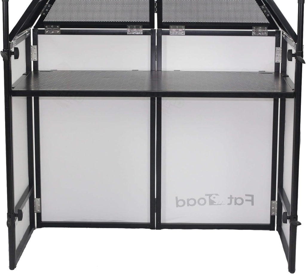 FAT TOAD DJ Booth with 8FT Lighting Truss Stand Package (QuickFOLD Series) – Foldable Panel Tabletop Platform Facade Scrim Cover – Video Light Projector Display Workstation For Sound System Event