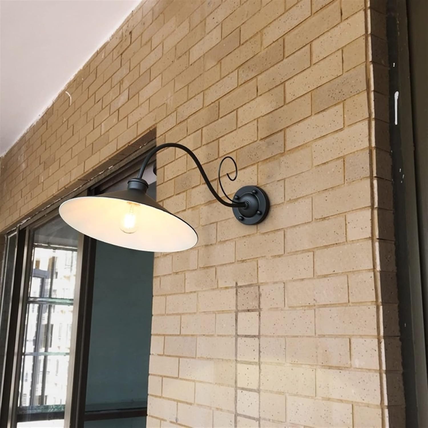 European wall light American Tradition S Shape Black Finish Outdoor Waterproof Wall Lamp Fixture - Exterior Glass Lantern Wrought Iron Metal Garden Wall Sconce Fixture E27 Edison Doorway Porch ,Modern