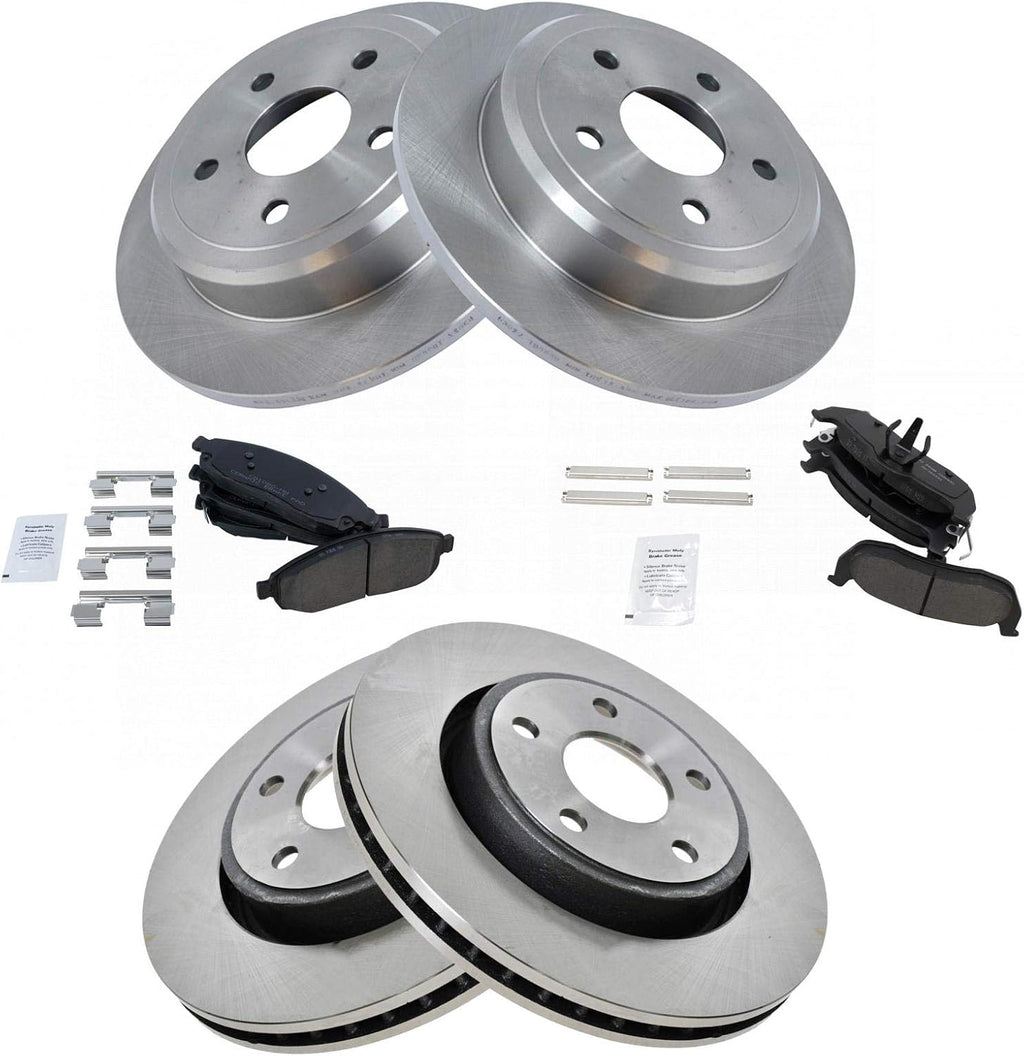 TRQ Front and Rear Brake Pad & Rotor Kit Ceramic Compatible with 2006-2010 Jeep Commander 2005-2010 Grand Cherokee