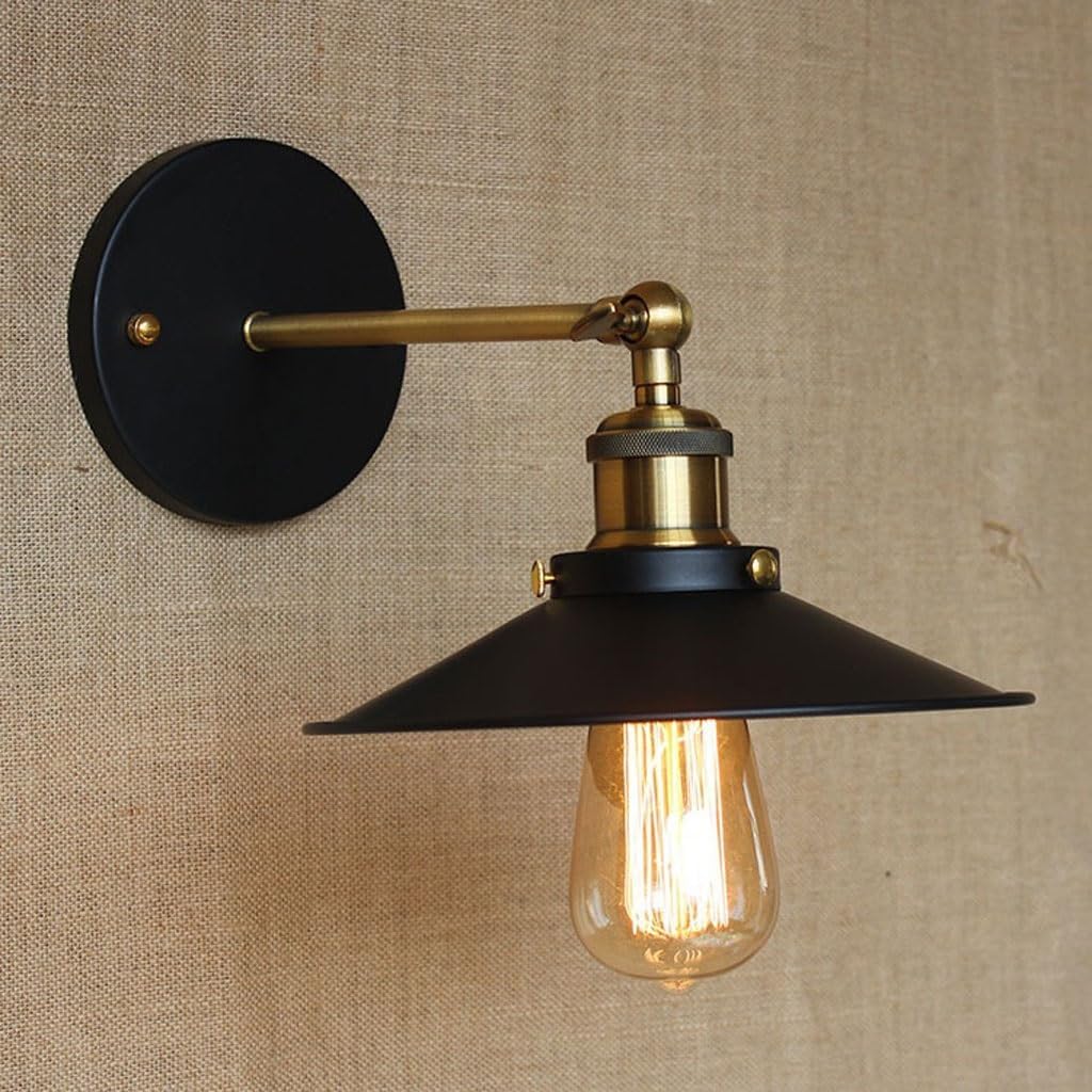 Outdoor Lights Bathroom Lighting Wrought Iron Bedroom Retro Wall Lamps Simple Personality Creative Outdoor Wall Sconce(Black)