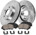 Callahan BRAKE PARTS Front Brake Kit for 2007-2017 Chevy Traverse Buick Enclave GMC Acadia Saturn Outlook Replacement Drilled & Slotted Disc Brakes Rotors Ceramic Brake Pads : 12.80' inch Rotor