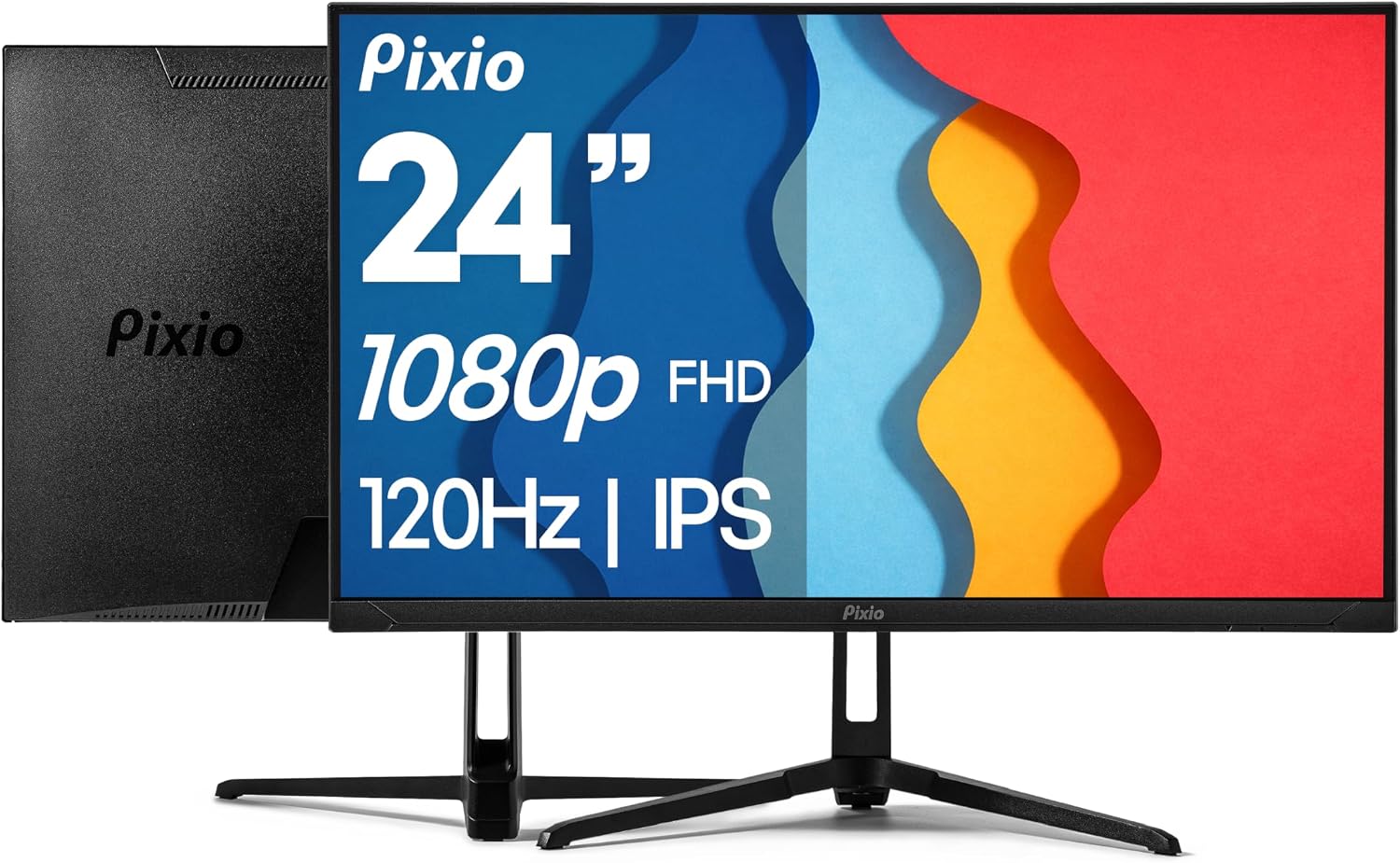 Pixio PX246 Wave 24 inch 120Hz Refresh Rate FHD 1080p Resolution IPS Panel 4ms GTG Response Time Gaming Monitor with Adaptive Sync