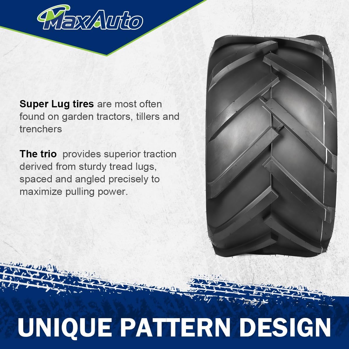 MaxAuto 24x12.00-12 Super Lug Ag Farm Tractors Rear Tires- 6 Ply Tubeless 24x12-12 Ridding Lawn Mower Tires, 24x12x12, 24-12-12, Set of 2