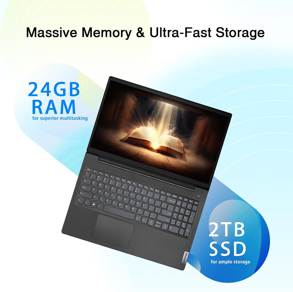 Lenovo V15 Business Laptop | Intel Pentium N6000 4-core Processor | 15.6 FHD (1920 x 1080) | 24GB RAM | 2TB PCIe SSD | WiFi-6 | Military Durability | Ethernet RJ-45 | Anti-Glare | Windows 11 Pro
