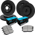 R1 Concepts Front and Rear Brake Kit Fits 2014-2019 Cadillac CTS| Ceramic Brake Pads and Drilled Slotted Brake Rotors| 12.6' Front & 12.4' Rear