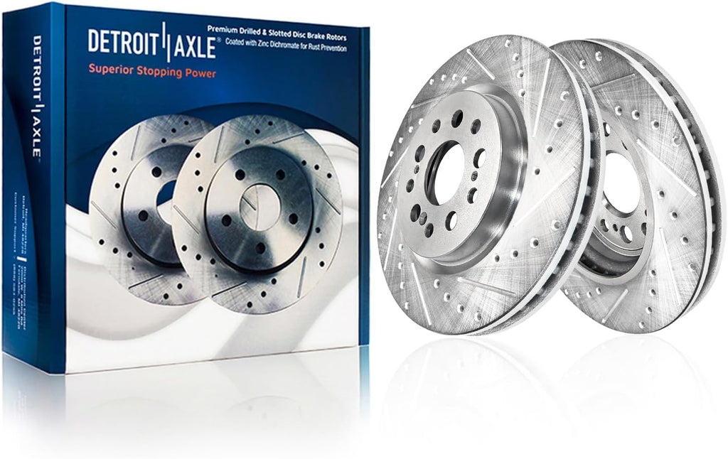 Detroit Axle - 8pc Brake Kit for 2017-2021 Honda Clarity 12.28' inch Front and 12.20' inch Rear Drilled and Slotted Disc Brake Rotors Ceramic Brakes Pads with Hardware 2018 2019 2020 Replacement