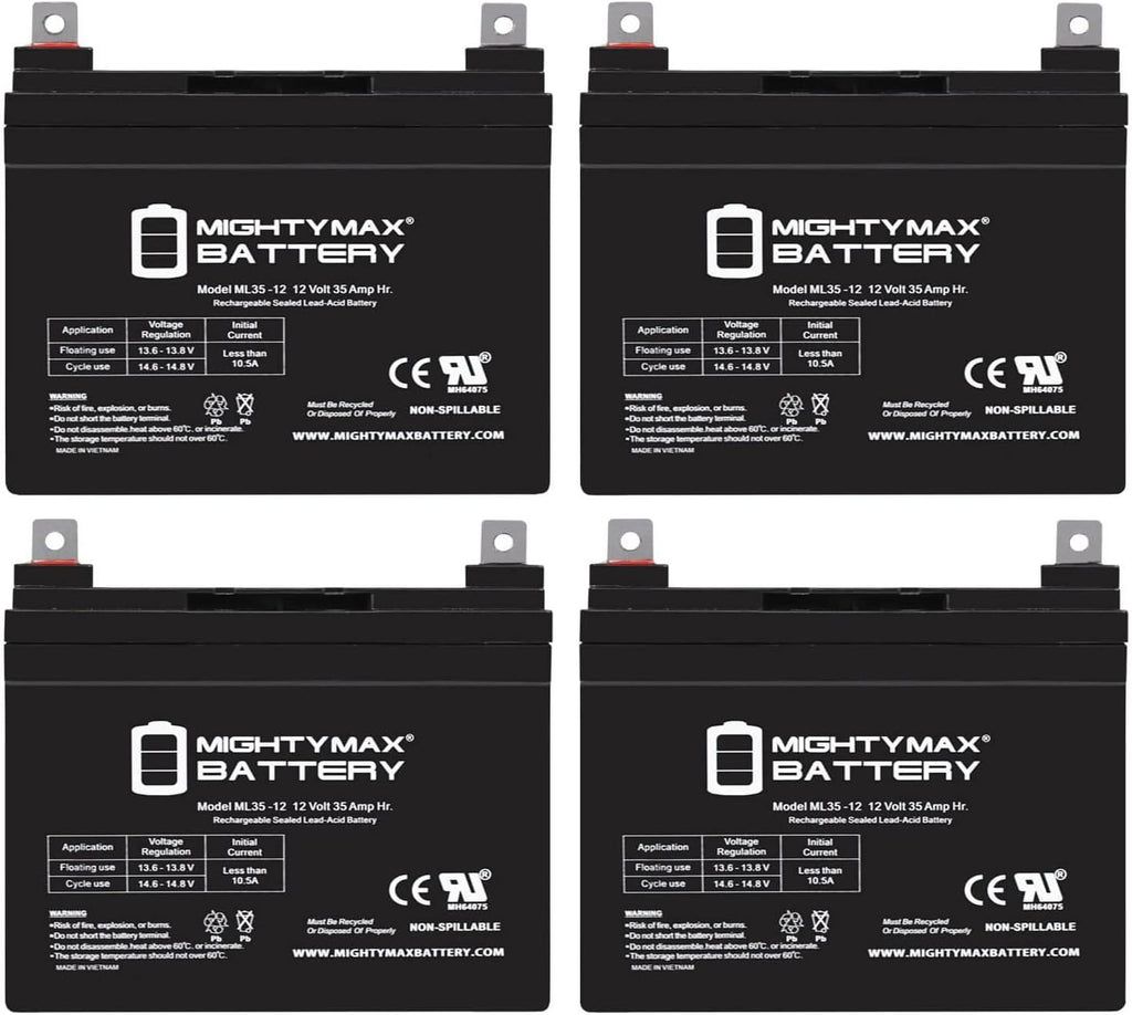 Mighty Max Battery 12V 35AH SLA Battery for Toro Titan ZX6020 Zero-Turn Mower - 4 Pack