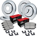 R1 Concepts Front and Rear Brake Kit Fits 2007-2020 Cadillac Escalade, Chevrolet Tahoe, GMC Yukon| Optimum Oep Pads, Drilled Slotted Rotors| Hardware| 13.0' Front & 13.6' Rear