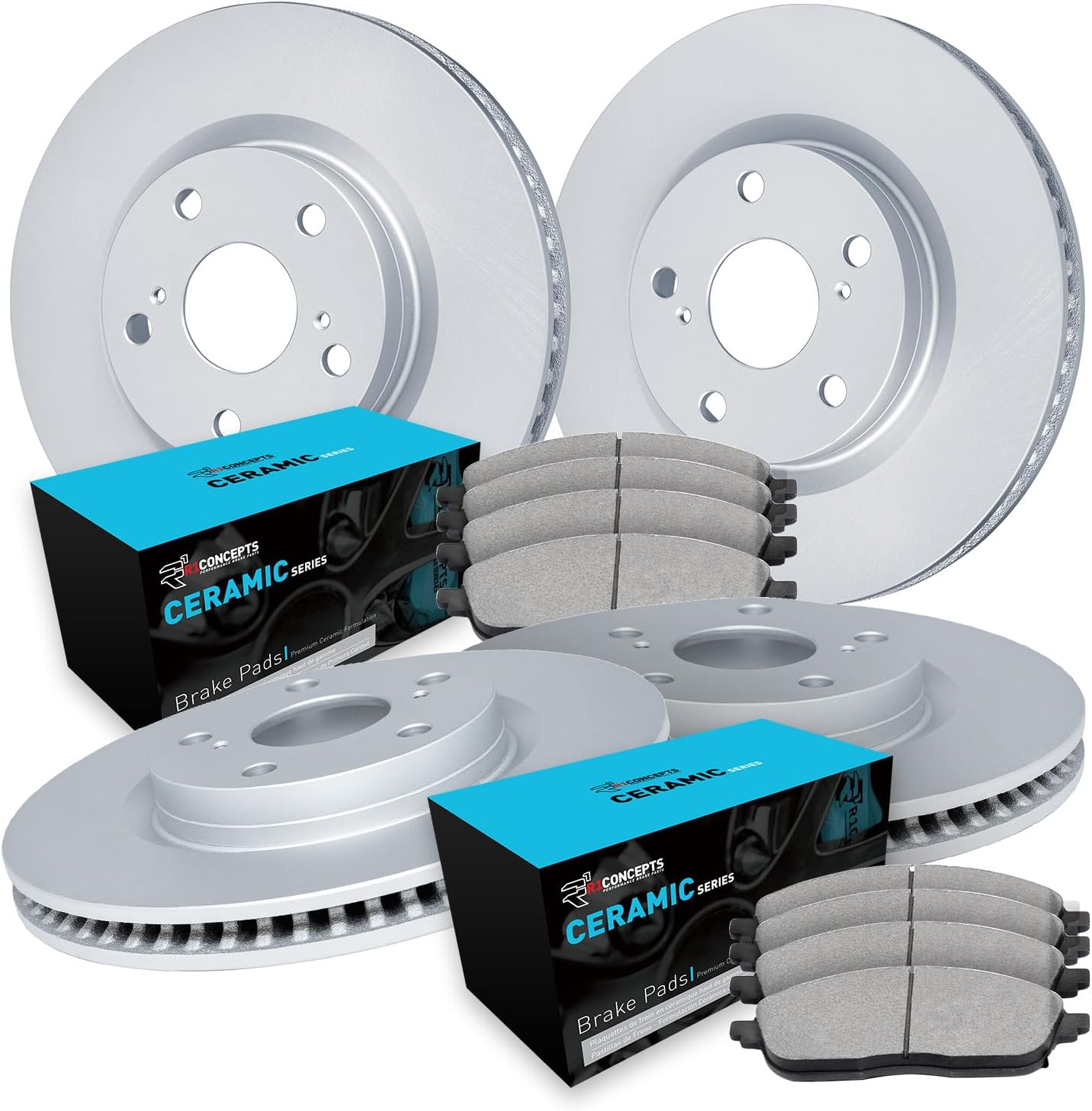 R1 Concepts Front and Rear Brake Kit Fits 2007-2009 Chrysler Aspen, Dodge Durango; 2006-2010 Dodge Ram 1500; 2011-2018 Ram 1500| Ceramic Brake Pads and Blank Brake Rotors| 13.2' Front & 13.9' Rear