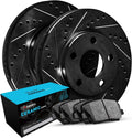R1 Concepts Front Brake Kit Fits 2015-2020 Audi S3; 2019-2020 Audi A3; 2012-2016 Volkswagen CC; 2015-2019 Volkswagen Golf| Ceramic Brake Pads and Drilled Slotted Brake Rotors| 13.4' Front