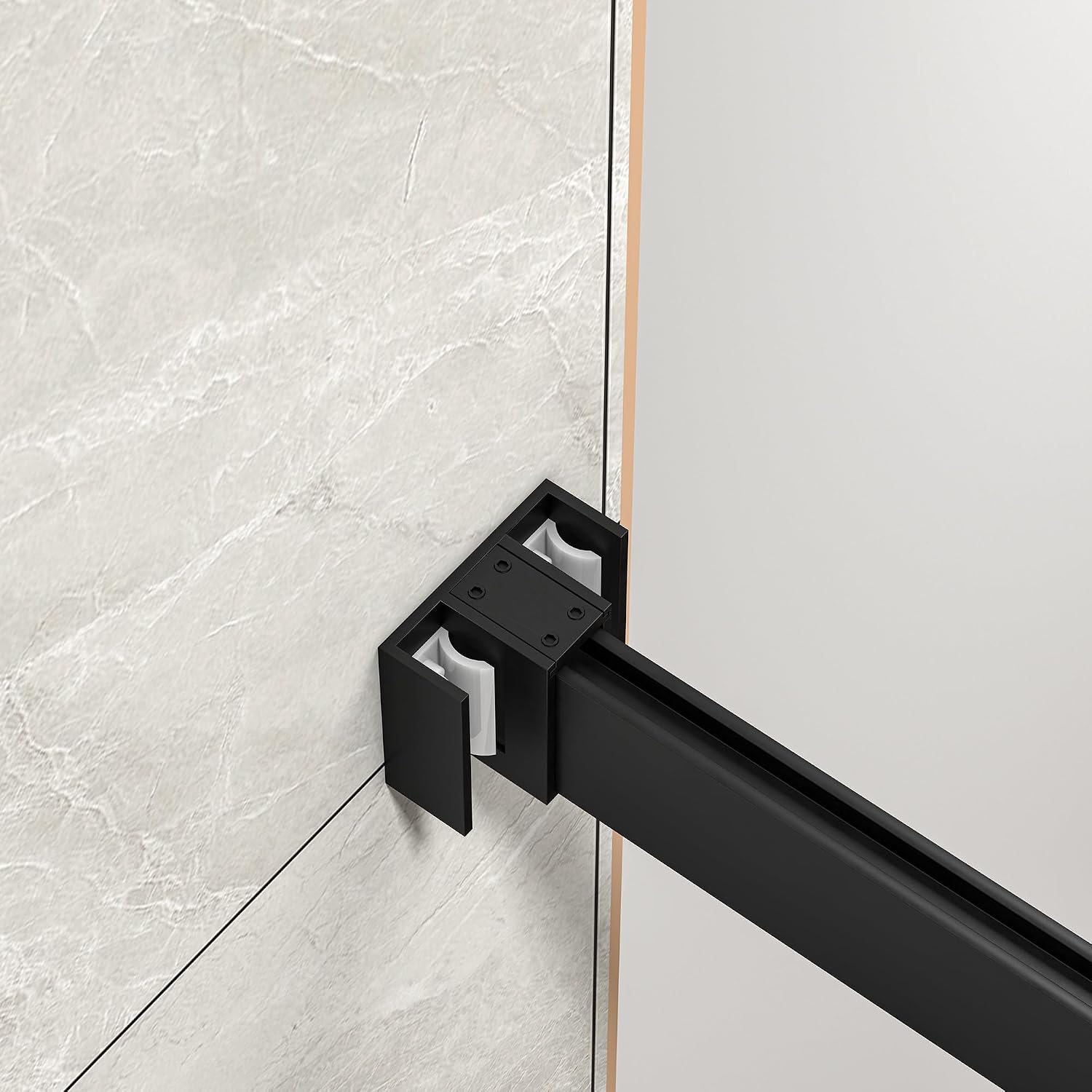 Frameless Shower Door,55-60' W x 76' H Sliding Glass Shower Door,5/16'(8mm) Thick Tempered Clear Glass with Explosion-Proof Film Nano Coating,Waterproof Strip,Matte Black